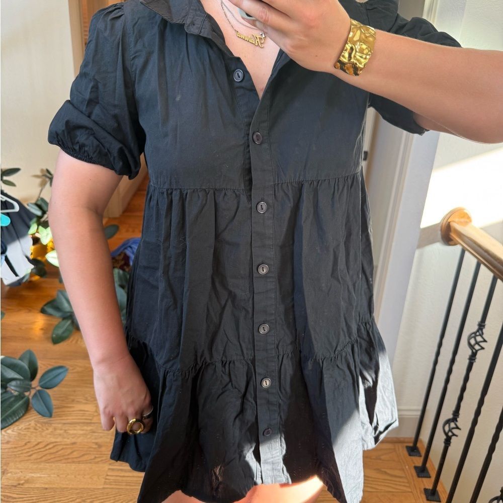 Sanctuary Solid Night Sky Black Button Down Mini … - image 8